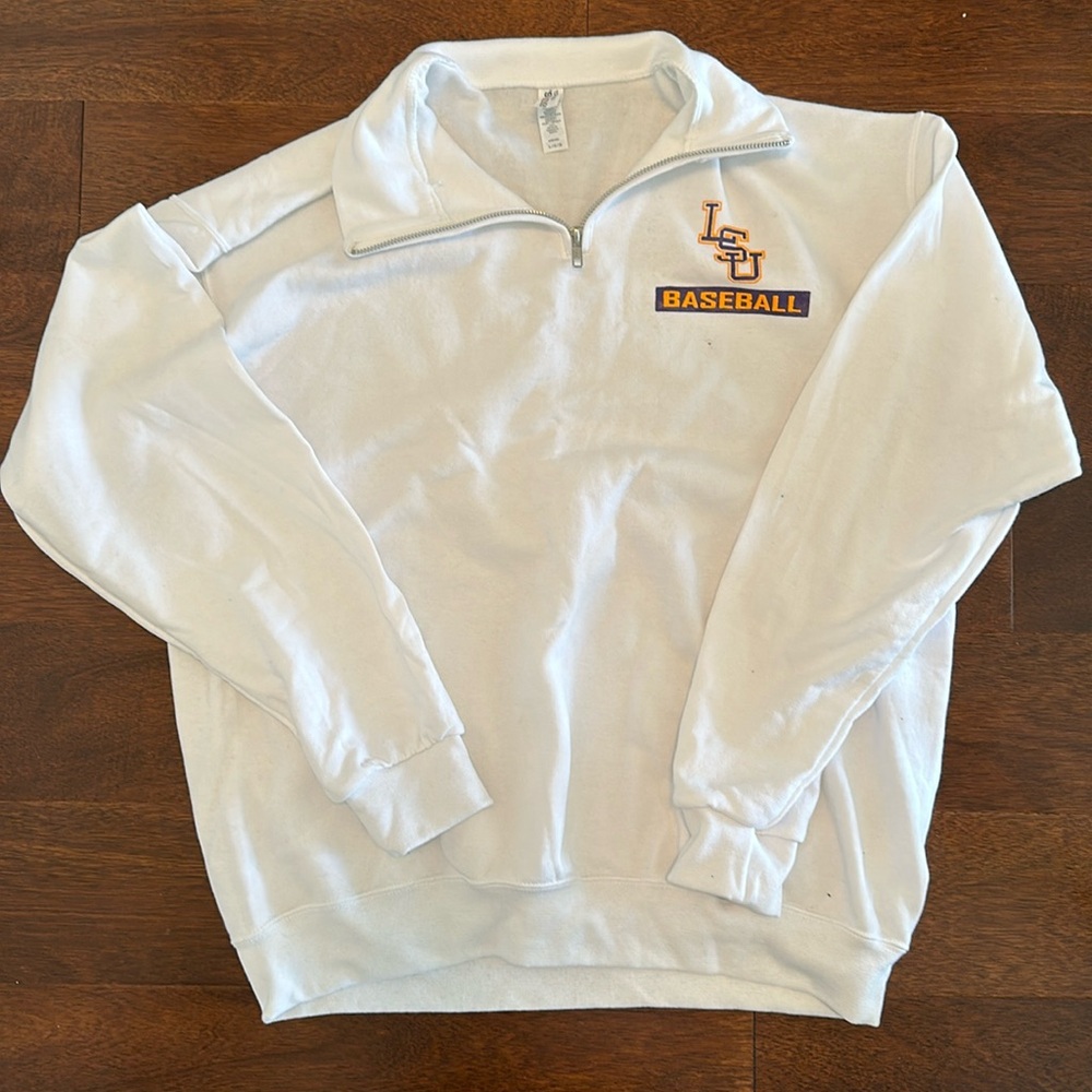 LSU NCAA Baseball Quarter Zip Sweatshirt New Never Worn Size Adult Large